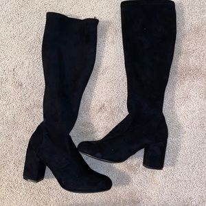 Bamboo black suede over the knee boots size 9 with a 3 inch heel.